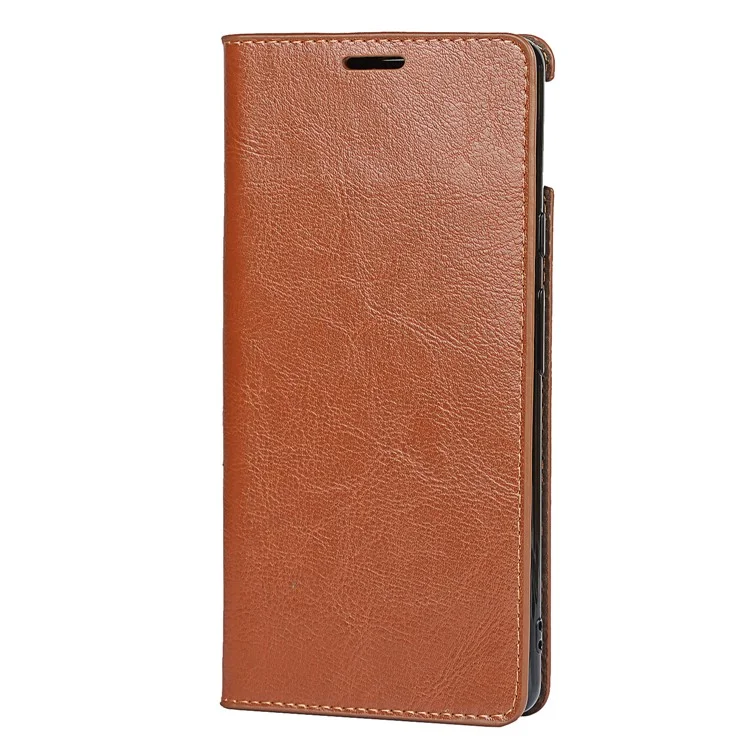 Drop-Proof Crazy Horse Genuine Leather Case with Wallet Stand Design for Google Pixel 6 - Light Brown