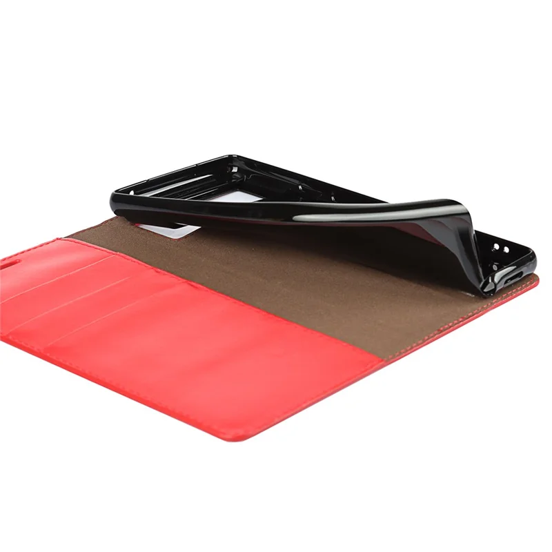 Stødfast pungtaske i ægte hestelædert med standerdesign til Google Pixel 6 - Rød