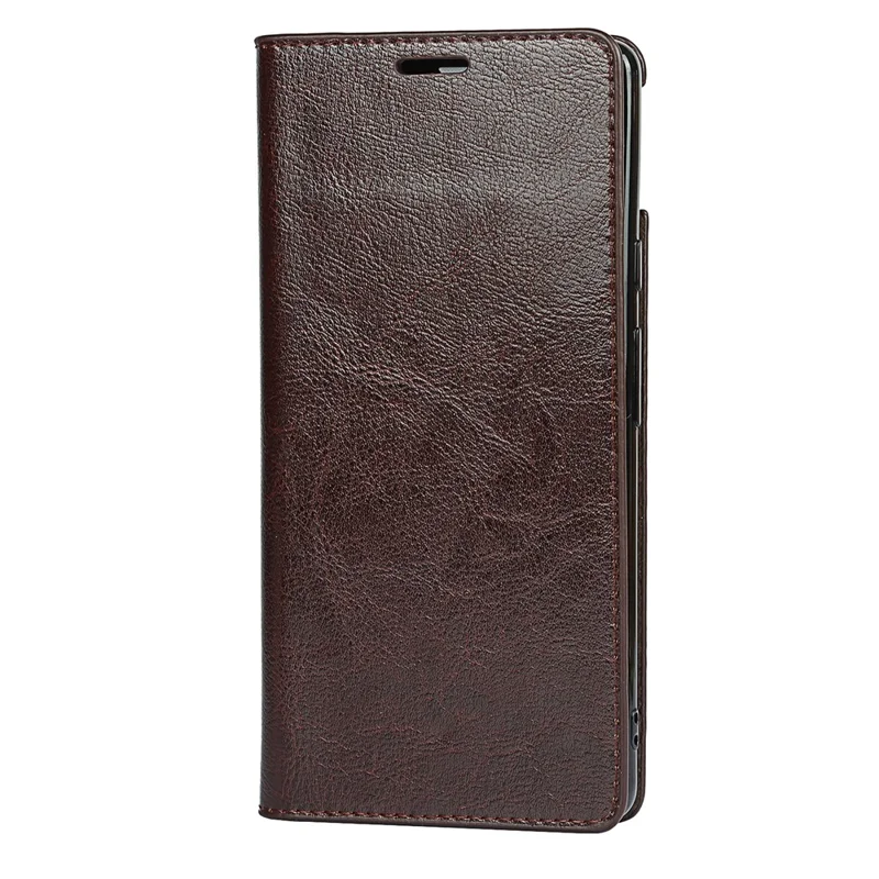 Drop-Proof Crazy Horse Genuine Leather Case with Wallet Stand Design for Google Pixel 6 - Dark Brown