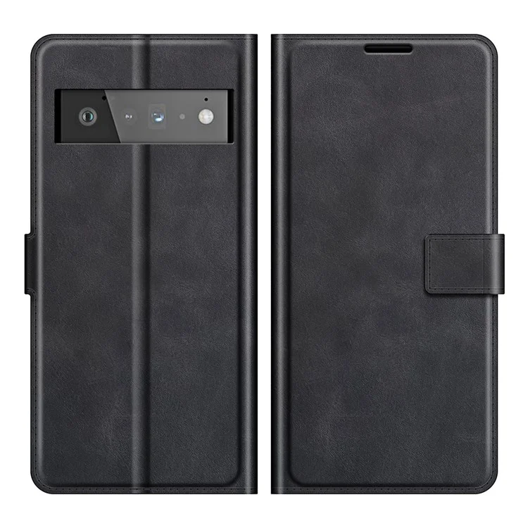 PU Кожаный Флип Фолио Подставка Для Магнитного Закрытия Ударной Кошелек Для Google Pixel 6 Pro - Черный
