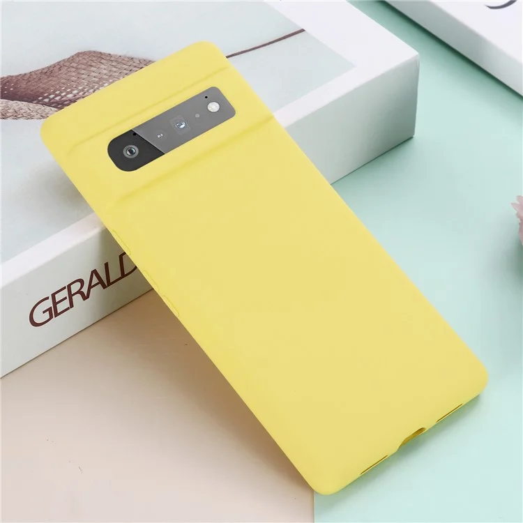 Touch Soft Soft Liquid Silicone Protection Caso de Capa à Prova de Choque Com Cinta Para o Google Pixel 6 Pro - Amarelo