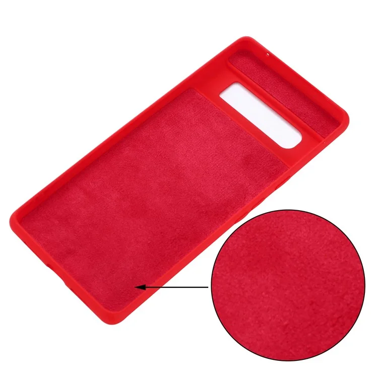 Silky-Soft Touch Liquid Silicone Full Body Protection Shockproof Cover Case with Strap for Google Pixel 6 Pro - Red