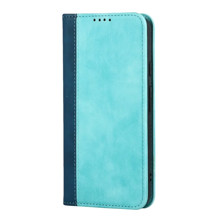 Protezione Completa Auto-Assorbed Bi-Color Design Design Portafoglio In Pelle Shell Custodia Per Google Pixel 5A 5G - Azzurro / Blu Scuro