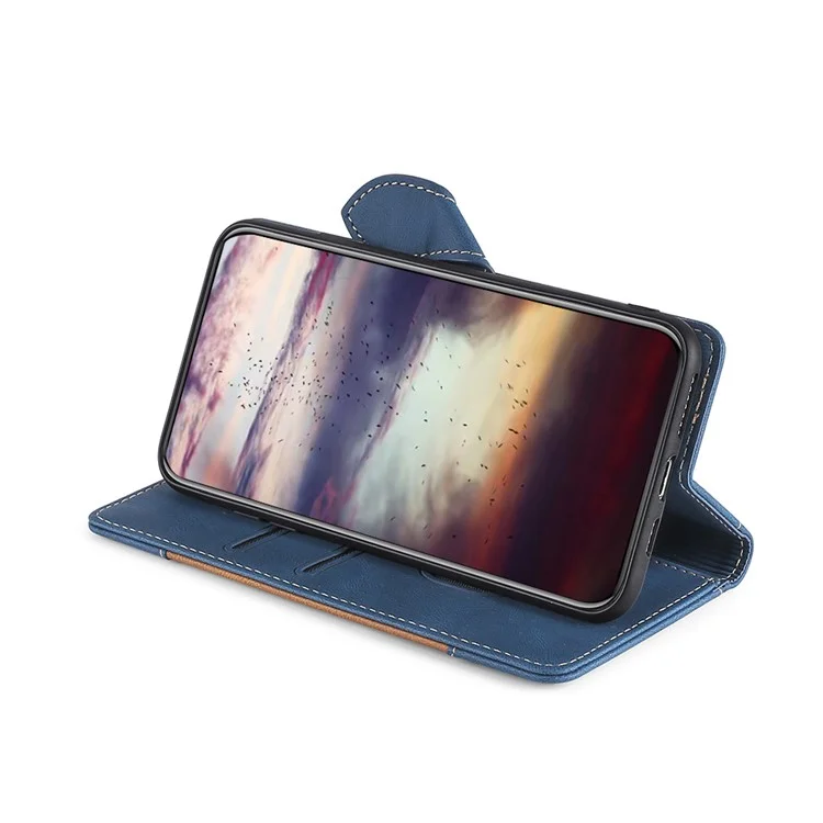Couverture de Portefeuille de Sensation de Peau de Peau pu en Cuir pu Soccroping Folio Couvercle Avec Fermeture Magnétique Pour Google Pixel 5 XL / Pixel 5 xl 5G / Pixel 4a 5G - Bleu