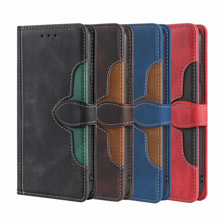Couverture de Portefeuille de Sensation de Peau de Peau pu en Cuir pu Soccroping Folio Couvercle Avec Fermeture Magnétique Pour Google Pixel 5 XL / Pixel 5 xl 5G / Pixel 4a 5G - Bleu