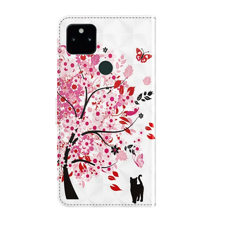 3D-mønster, alle sidder beskyttende læderstøtteetui med tegnebog og rem til Google Pixel 5a 5G – Ønsketræ