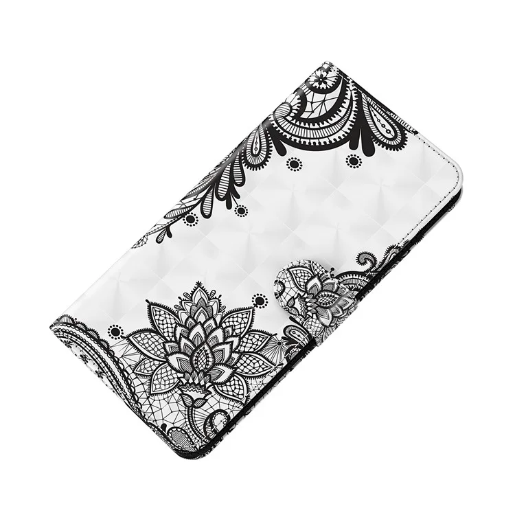 3D Pattern Printing All-round Shockproof Leather Stand Case Wallet Cover with Strap for Google Pixel 5a 5G - Lace Flower