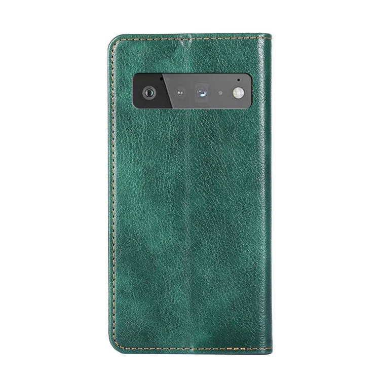 Carteira de Proteção Completa Stand Wallet em Couro PU com Fechamento Magnético Automático para Capa de Telefone Google Pixel 6 Pro - Verde