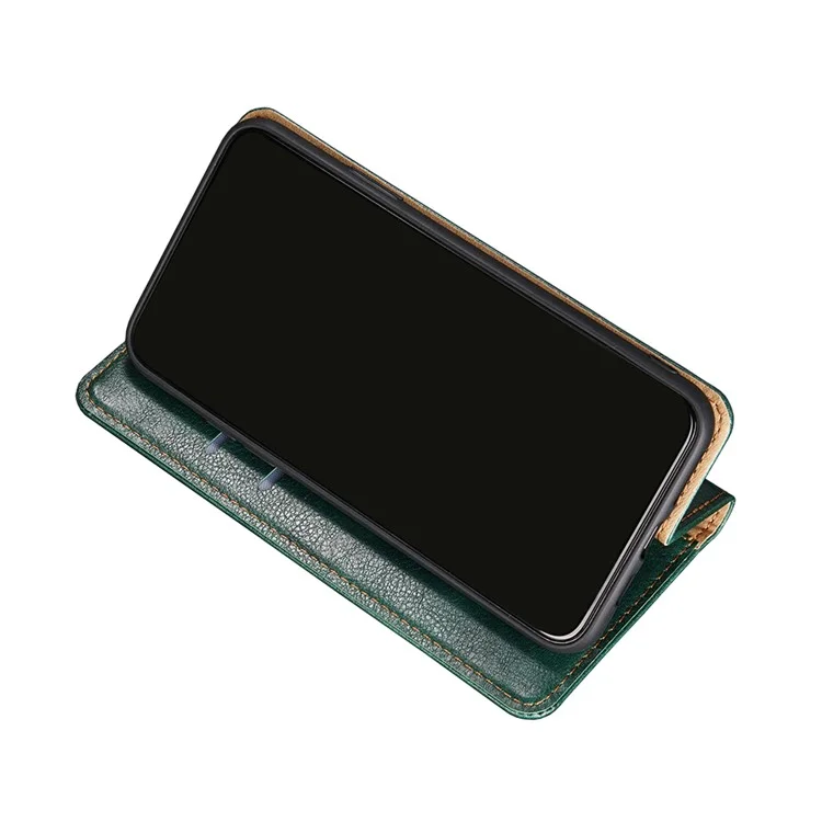 Carteira de Proteção Completa Stand Wallet em Couro PU com Fechamento Magnético Automático para Capa de Telefone Google Pixel 6 Pro - Verde