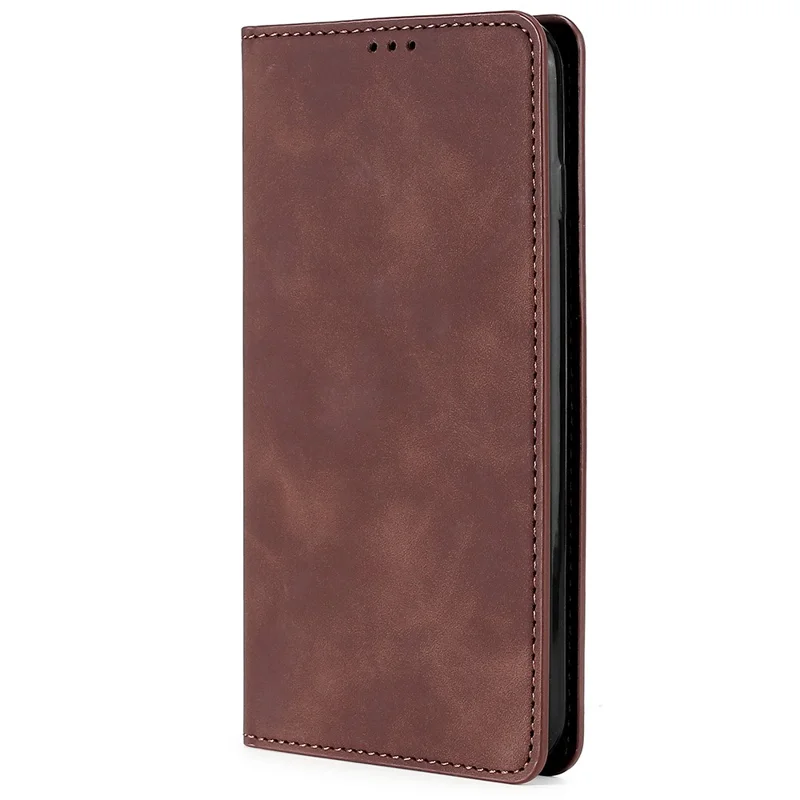 Card Slots Design Full Protection Magnetic Auto-absorbed Skin-touch Leather Stand Case for Google Pixel 6 Pro - Dark Brown