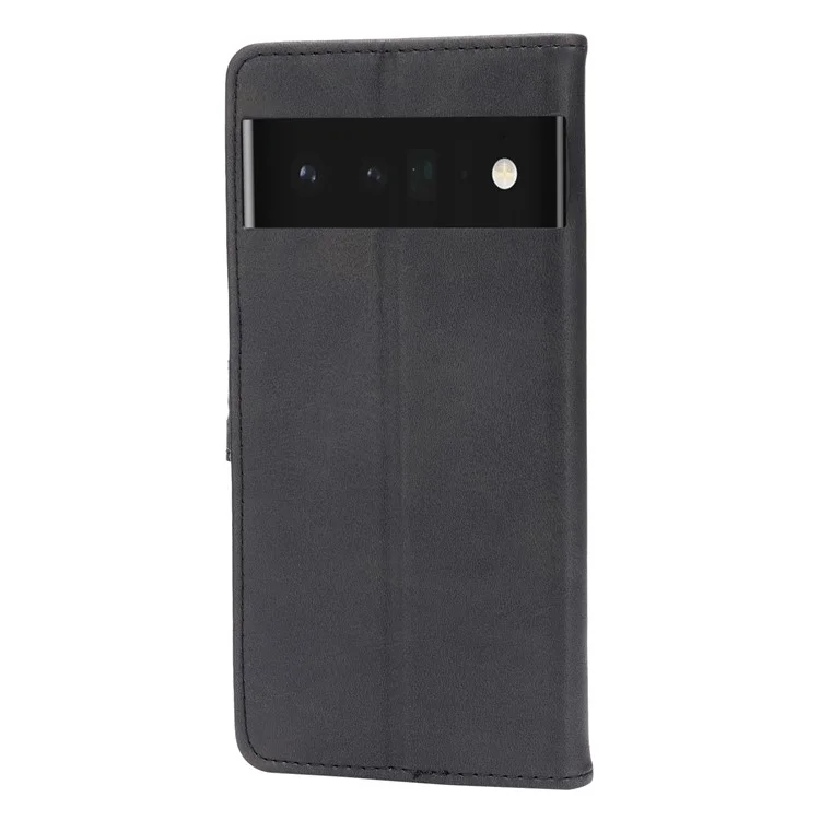 Imprinting Happy Cat Pattern PU Leather Wallet Case Phone Cover for Google Pixel 6 Pro - Black