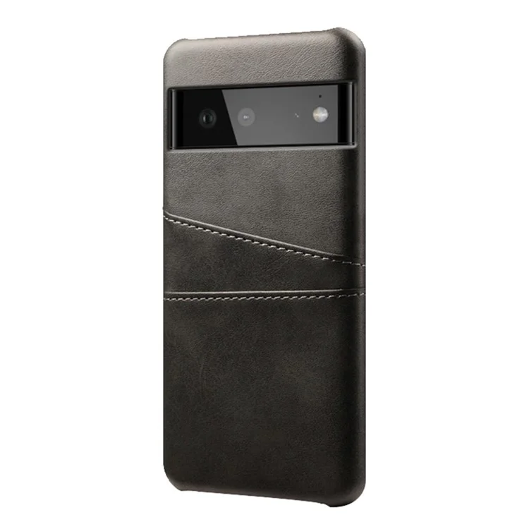 KSQ Pelle PU + Combo PC Resistente Anti-caduta Design a Doppia Sede per Carte Dure Case per Telefono per Google Pixel 6 - Nero