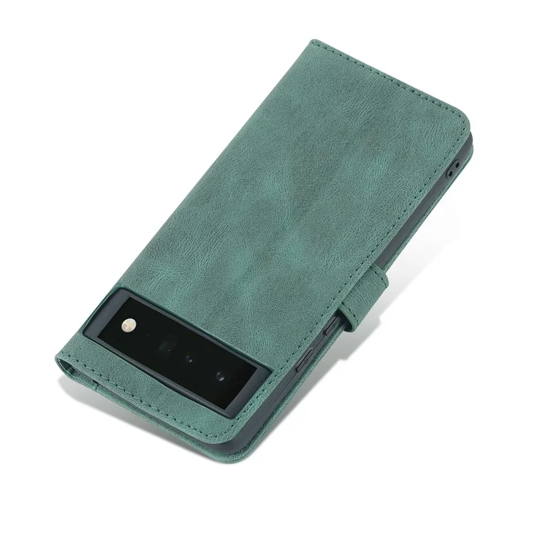 AZNS TPU+PU Leather Wallet Stand Phone Case Well-protected Flip Phone Shell for Google Pixel 6 Pro - Green