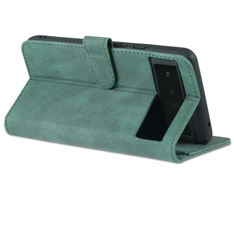 AZNS TPU+PU Leather Wallet Stand Phone Case Well-protected Flip Phone Shell for Google Pixel 6 Pro - Green