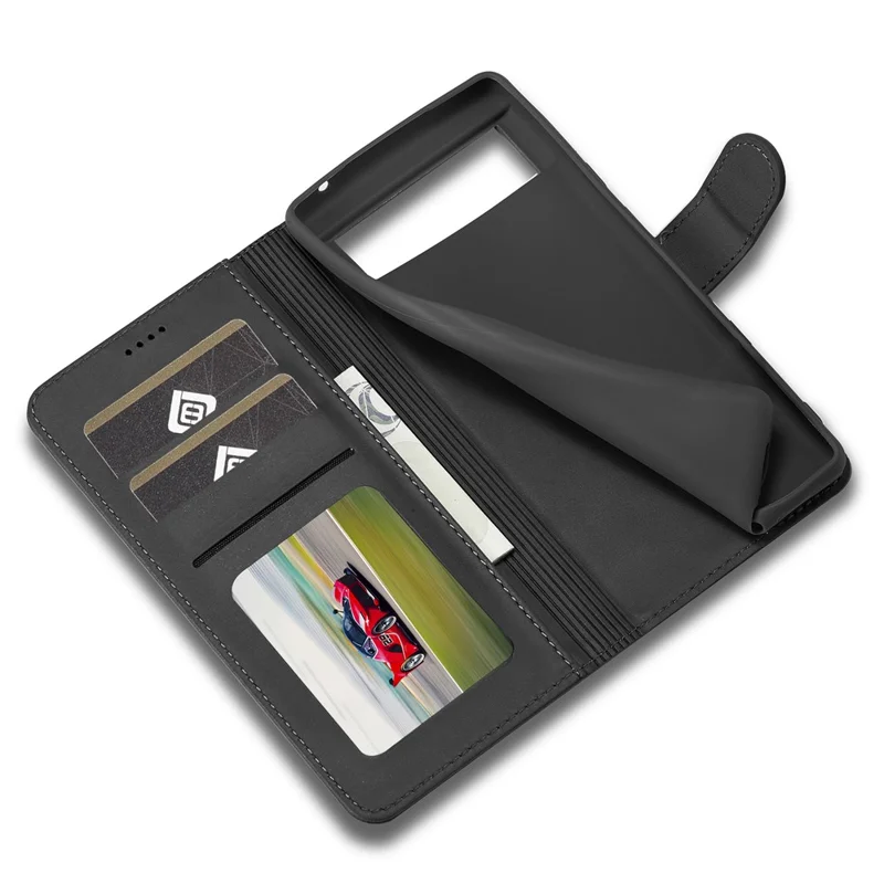 LC.IMEEKE PU Leather Wallet Stand Flip Shockproof Protective Cover for Google Pixel 6 - Black