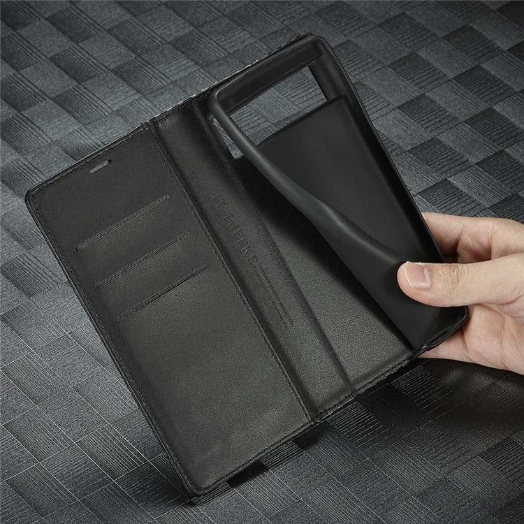 LC.IMEEKE Capa de Telefone com Textura de Fibra de Carbono e Fechamento Magnético Automático com Suporte para Google Pixel 6 Pro - Listras Horizontais