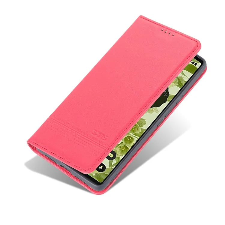 AZNS Smooth Wallet Design Durable PU Leather Shockproof Phone Cover Case for Google Pixel 6 Pro - Red