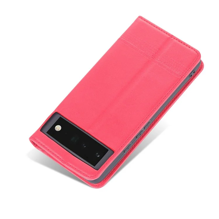 AZNS Smooth Wallet Design Durable PU Leather Shockproof Phone Cover Case for Google Pixel 6 Pro - Red