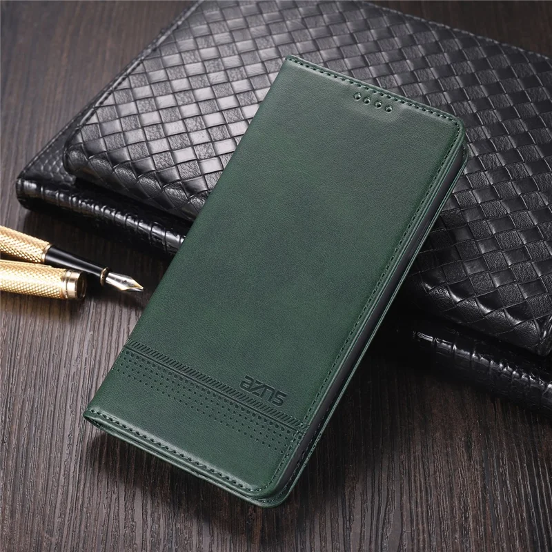 AZNS Smooth Wallet Design Durable PU Leather Shockproof Phone Cover Case for Google Pixel 6 Pro - Green