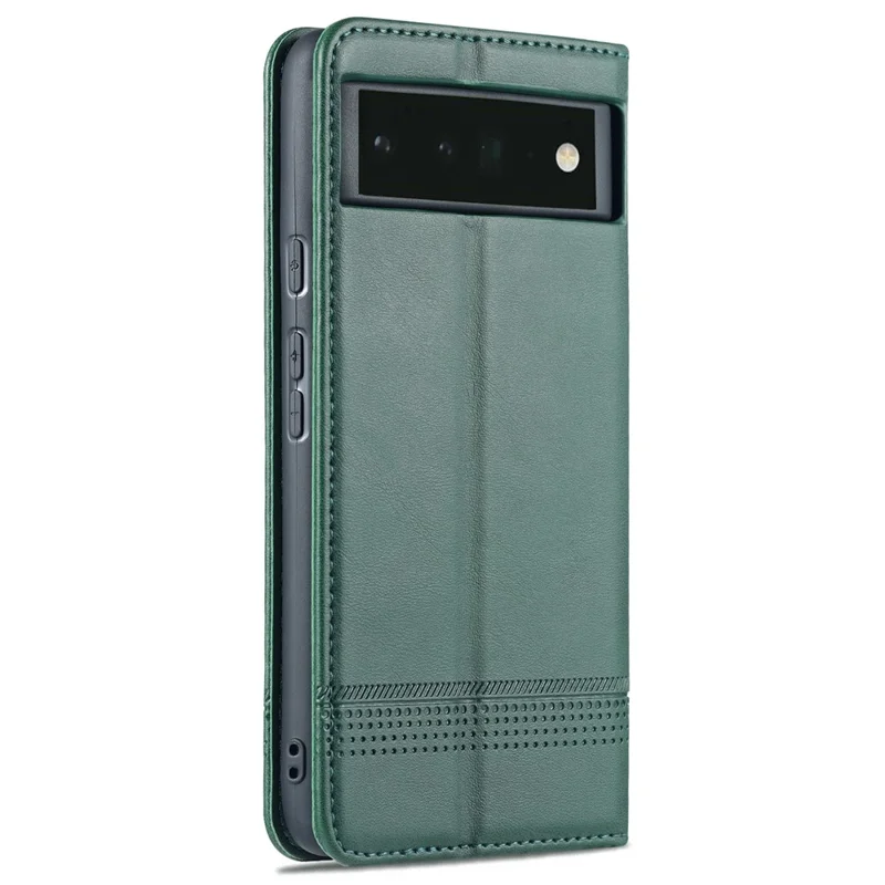 AZNS Smooth Wallet Design Durable PU Leather Shockproof Phone Cover Case for Google Pixel 6 Pro - Green