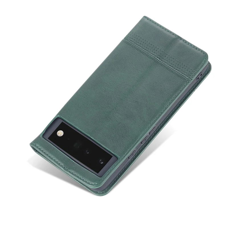 AZNS Smooth Wallet Design Durable PU Leather Shockproof Phone Cover Case for Google Pixel 6 Pro - Green