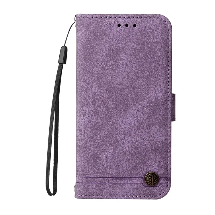 For Google Pixel 6 Leather Wallet Cases Skin Touch Phone Cover Stand with Strap - Purple