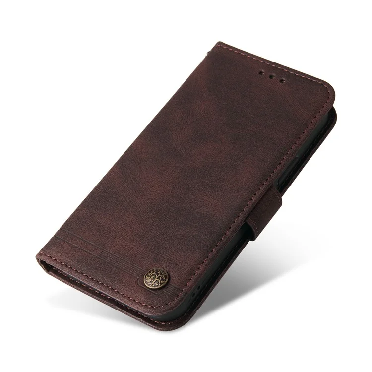 For Google Pixel 6 Leather Wallet Cases Skin Touch Phone Cover Stand with Strap Pro - Brown
