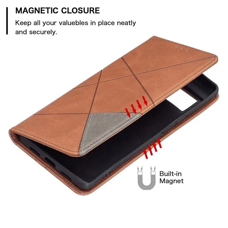 Schockfeste Prägung Muster Design Flip Handy Schale Mit Eingebauten Kartensteckplätzen Design Leder Ständer Handyhülle für Google Pixel 6 Pro - Braun