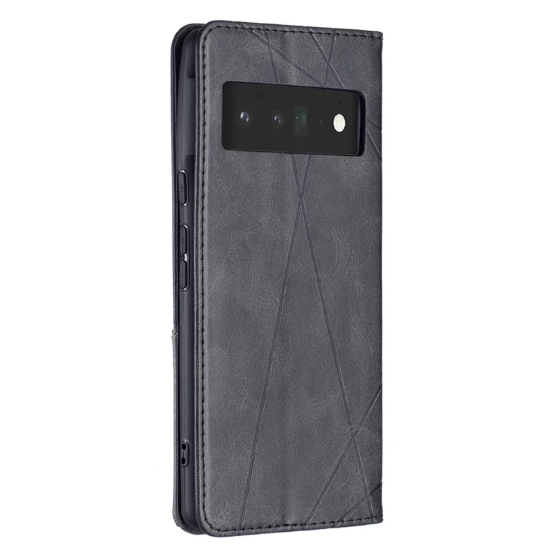 Shockproof Imprinting Pattern Design Flip Phone Shell Built-In Card Slots Design Leather Stand Phone Case Cover for Google Pixel 6 Pro - Black