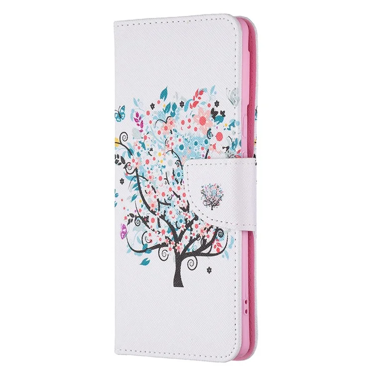 Capa de Carteira de Couro PU com Impressão de Padrão, Fecho Magnético, Proteção contra Choques, Suporte Dobrável para o Google Pixel 6 Pro - Árvore Floral