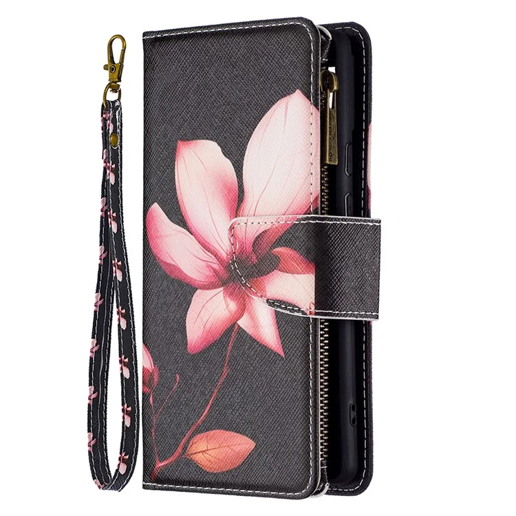 BF03 Impresión de Patrones PU Cuero de Cuero Case Folio Folio Flip Stand Cover With Strap Para Google Pixel 6 - Flor