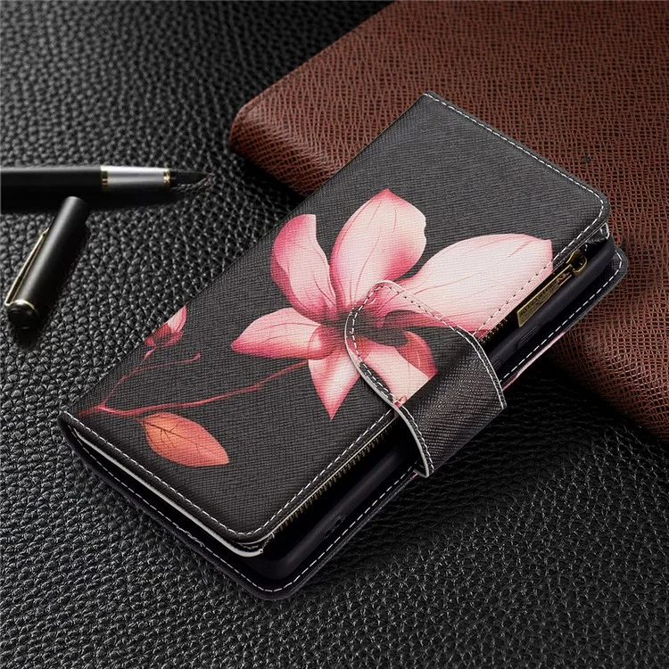 BF03 Impresión de Patrones PU Cuero de Cuero Case Folio Folio Flip Stand Cover With Strap Para Google Pixel 6 - Flor