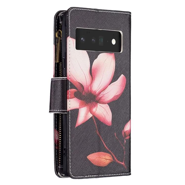 BF03 Stampa Motivano in Pelle PU Custodia Magnetica Con Cerniera Con Cerniera Coperchio Del Portafoglio a Flip Con Cinturino Per Google Pixel 6 Pro - Fiore