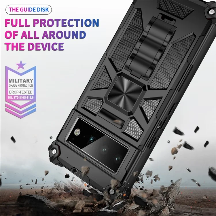 Hybrid Hard PC Soft TPU Shock -resection Case с Кик -стрижкой Для Google Pixel 6 Pro - Синий
