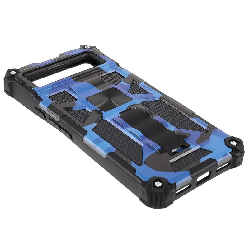 Camouflage Design Dual Layer Soft TPU Hard PC Protective Case with Kickstand for Google Pixel 6 - Dark Blue