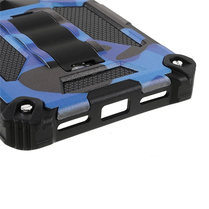 Camouflage Design Dual Layer Soft TPU Hard PC Protective Case with Kickstand for Google Pixel 6 - Dark Blue