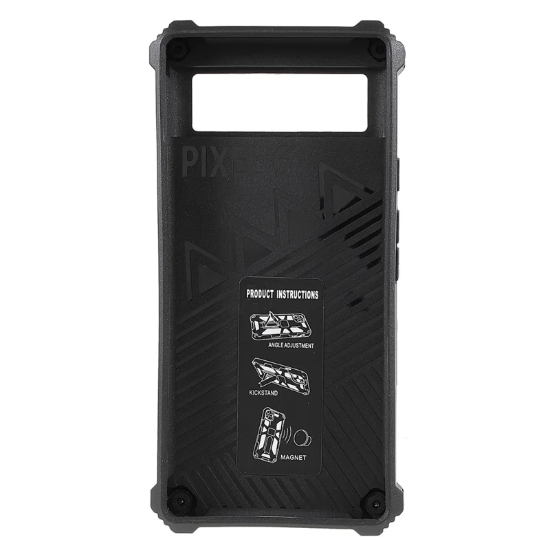 Kickstand Flexible TPU + Hard PC Shockproof Back Cover with Built-in Metal Sheet for Google Pixel 6 - Black