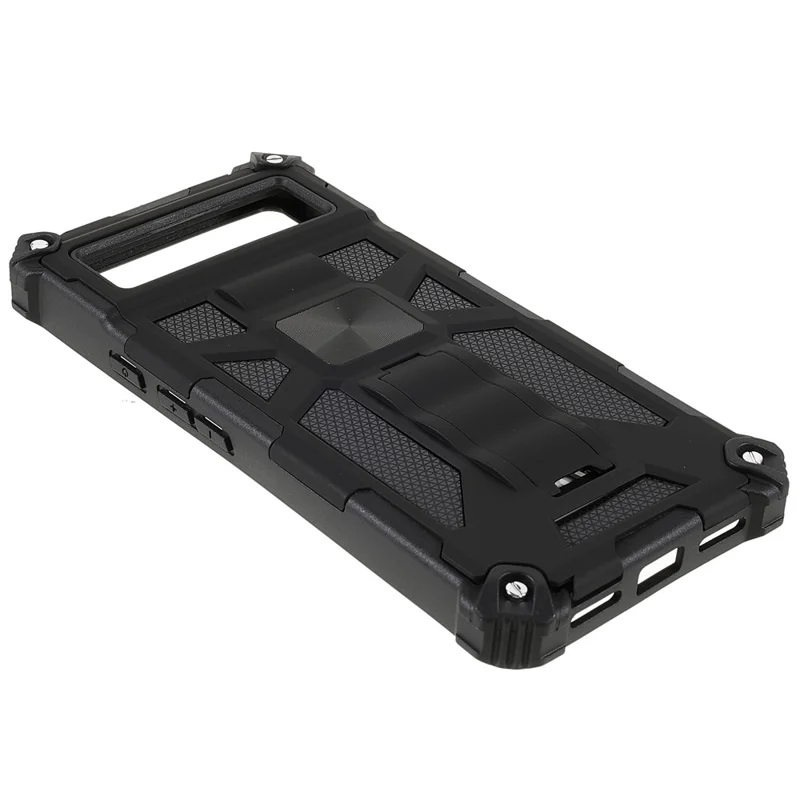 Kickstand Flexible TPU + Hard PC Shockproof Back Cover with Built-in Metal Sheet for Google Pixel 6 - Black