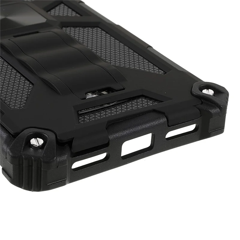 Kickstand Flexible TPU + Hard PC Shockproof Back Cover with Built-in Metal Sheet for Google Pixel 6 - Black