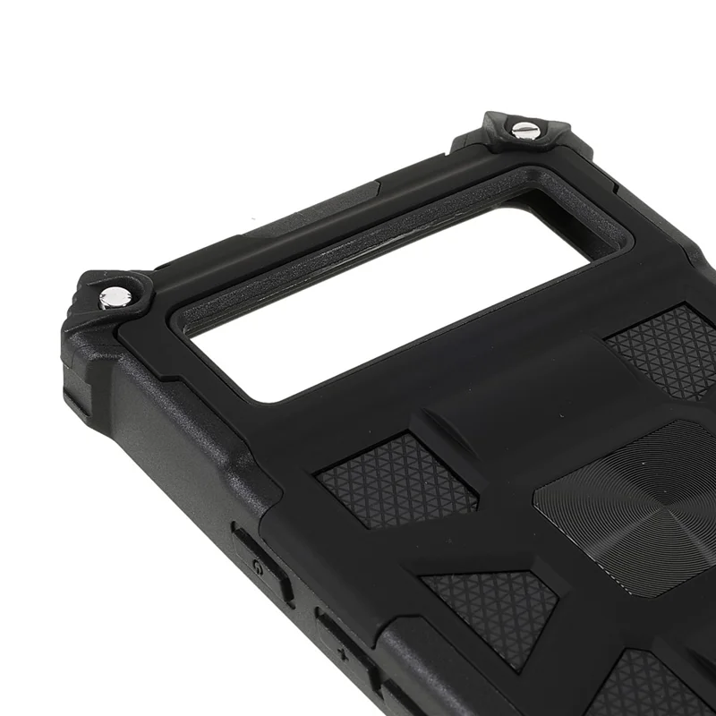 Kickstand Flexible TPU + Hard PC Shockproof Back Cover with Built-in Metal Sheet for Google Pixel 6 - Black