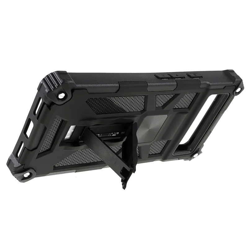 Kickstand Flexible TPU + Hard PC Shockproof Back Cover with Built-in Metal Sheet for Google Pixel 6 - Black