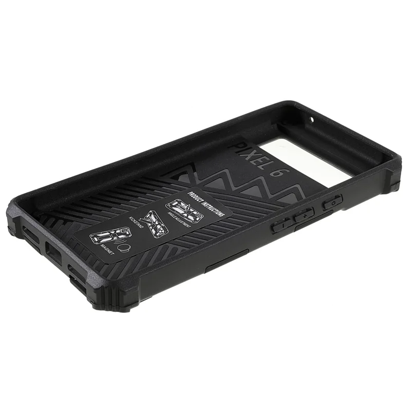 Kickstand Flexible TPU + Hard PC Shockproof Back Cover with Built-in Metal Sheet for Google Pixel 6 - Black