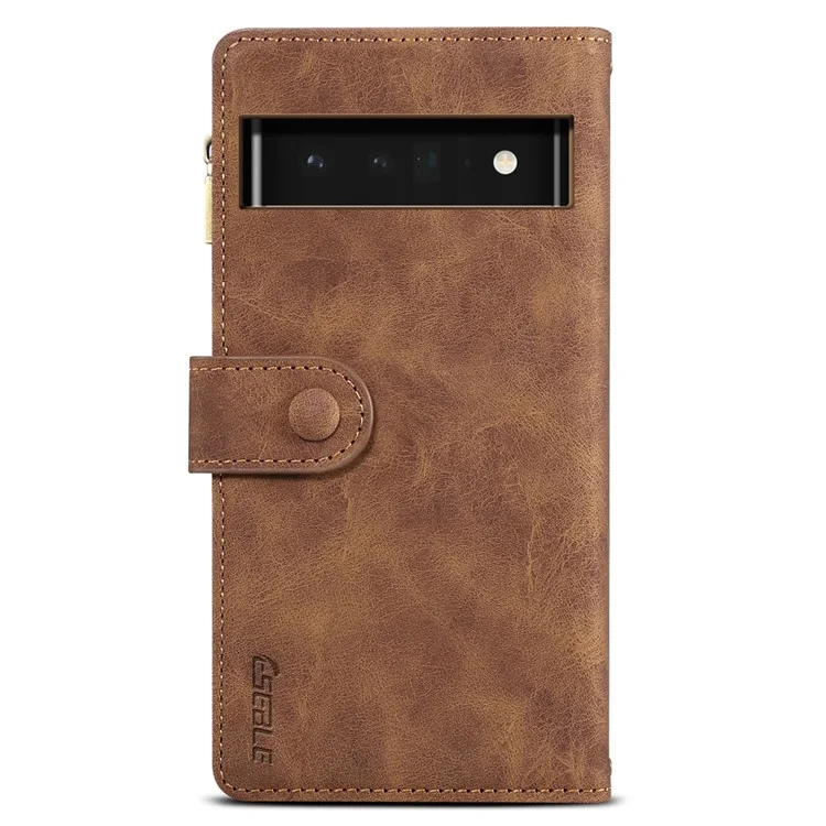 ESEBLE Portafoglio multiuso con zip, protezione completa del corpo, con supporto e tracolla per Google Pixel 6a - Marrone 