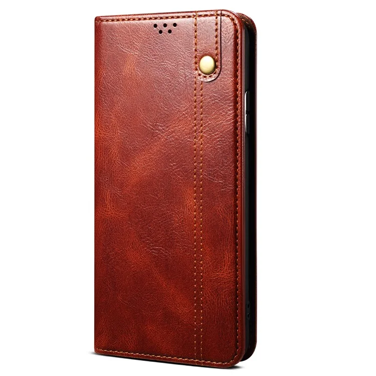 Capa de Telefone Waxy Crazy Horse Texture Shock Absorption Well-protected PU Leather Wallet Stand Cover para Google Pixel 6a - Marrom