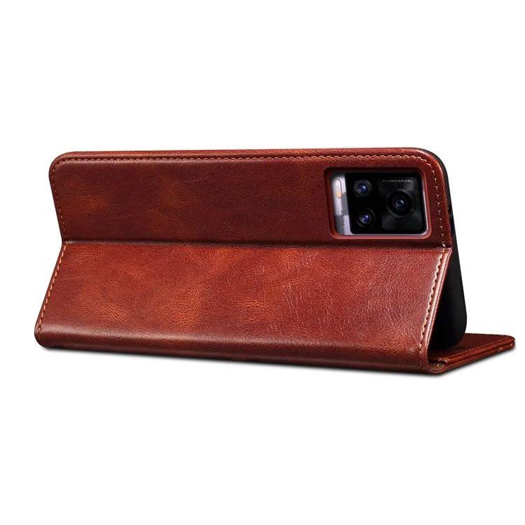Capa de Telefone Waxy Crazy Horse Texture Shock Absorption Well-protected PU Leather Wallet Stand Cover para Google Pixel 6a - Marrom