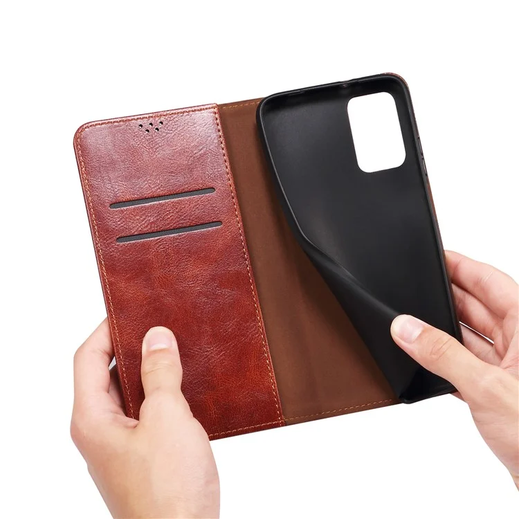 Capa de Telefone Waxy Crazy Horse Texture Shock Absorption Well-protected PU Leather Wallet Stand Cover para Google Pixel 6a - Marrom