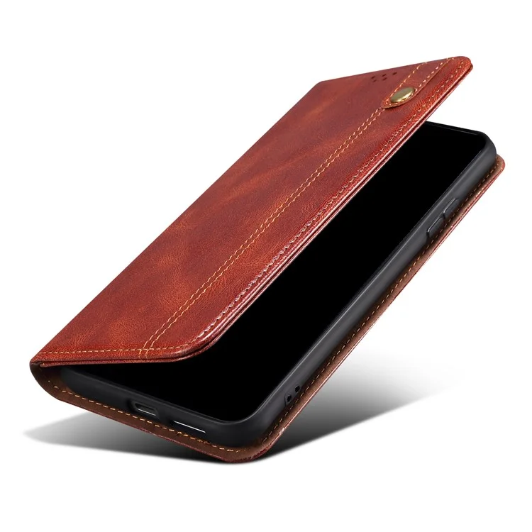 Capa de Telefone Waxy Crazy Horse Texture Shock Absorption Well-protected PU Leather Wallet Stand Cover para Google Pixel 6a - Marrom