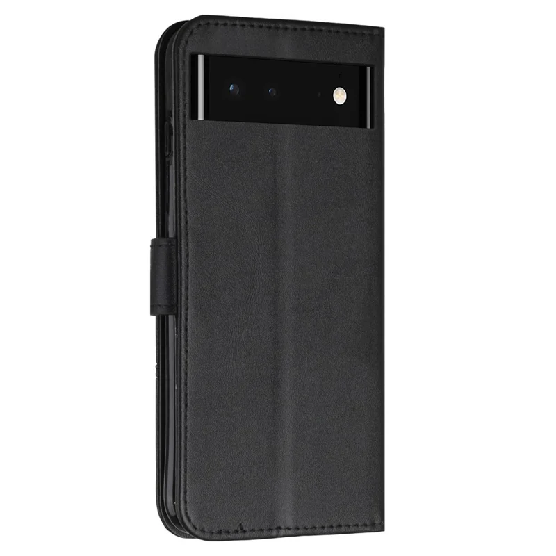 PU Leather Cover All-round Protection Magnetic Closure Stand Wallet Splicing Phone Case for Google Pixel 6 - Black