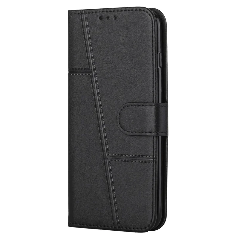 PU Leather Cover All-round Protection Magnetic Closure Stand Wallet Splicing Phone Case for Google Pixel 6 - Black