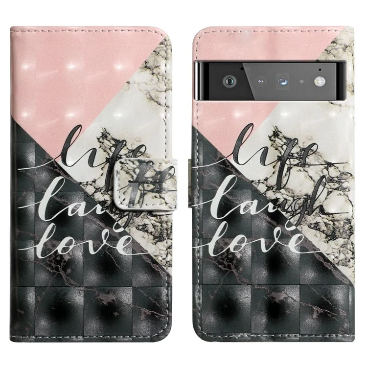 Motif Imprimement Light Spot Décor Support Pliable pu Couvercle de Boîtier de Téléphone en Cuir Avec Portefeuille Pour Google Pixel 6 Pro - Épissage Tri-couleur